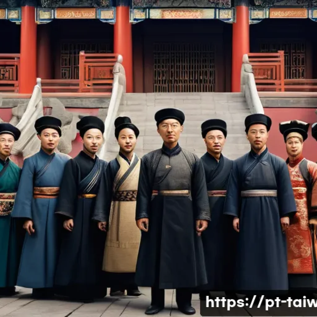 중화민국 역사와 민족성 - A detailed scene depicting early 20th-century China during the fall of the Qing dynasty and the birt...