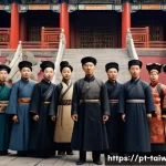 Home 21 중화민국 역사와 민족성 - A detailed scene depicting early 20th-century China during the fall of the Qing dynasty and the birt...