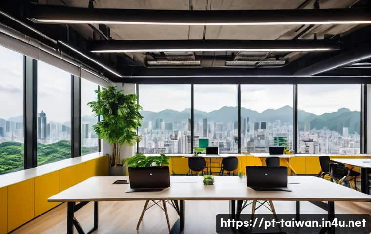 중화민국 내 스타트업 창업기 - A modern co-working space in Taipei filled with diverse young Taiwanese entrepreneurs collaborating ...